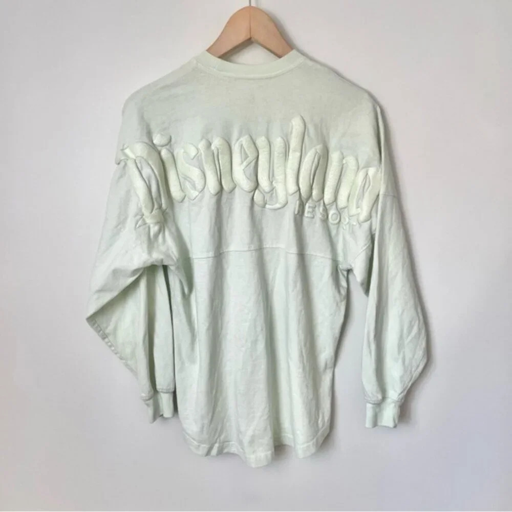 Disneyland Spirit Jersey Sparkle Puff Logo Spell Out Mint Green